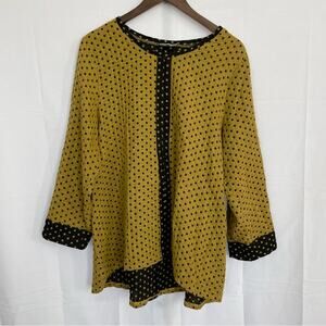 Habitat | Women’s Black & Yellow High Low Square Print Tunic Double Woven Cotton